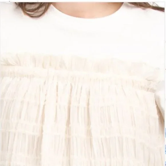 NWT ENGLISH FACTORY White/ivory Mini Ruched Chiffon T-shirt Dress Size S - Picture 4 of 7